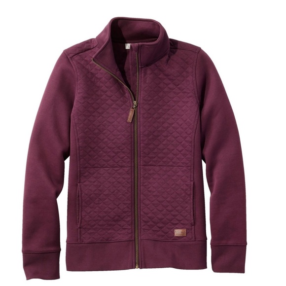 L.L. Bean Tops - Women's Quilted Full-Zip Dark Plum Sweatshirt Size Small Petite